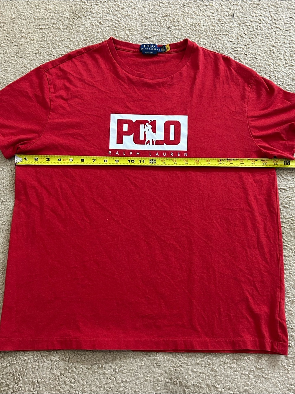 Polo Ralph Lauren Box Logo Red Classic Fit Cotton T Shirt Men’s Large - Picture 6 of 7